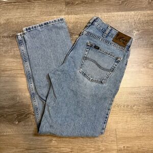 Lee Regular Fit Straight Leg Jeans Mens Size 34x32 Light Wash Denim Pants